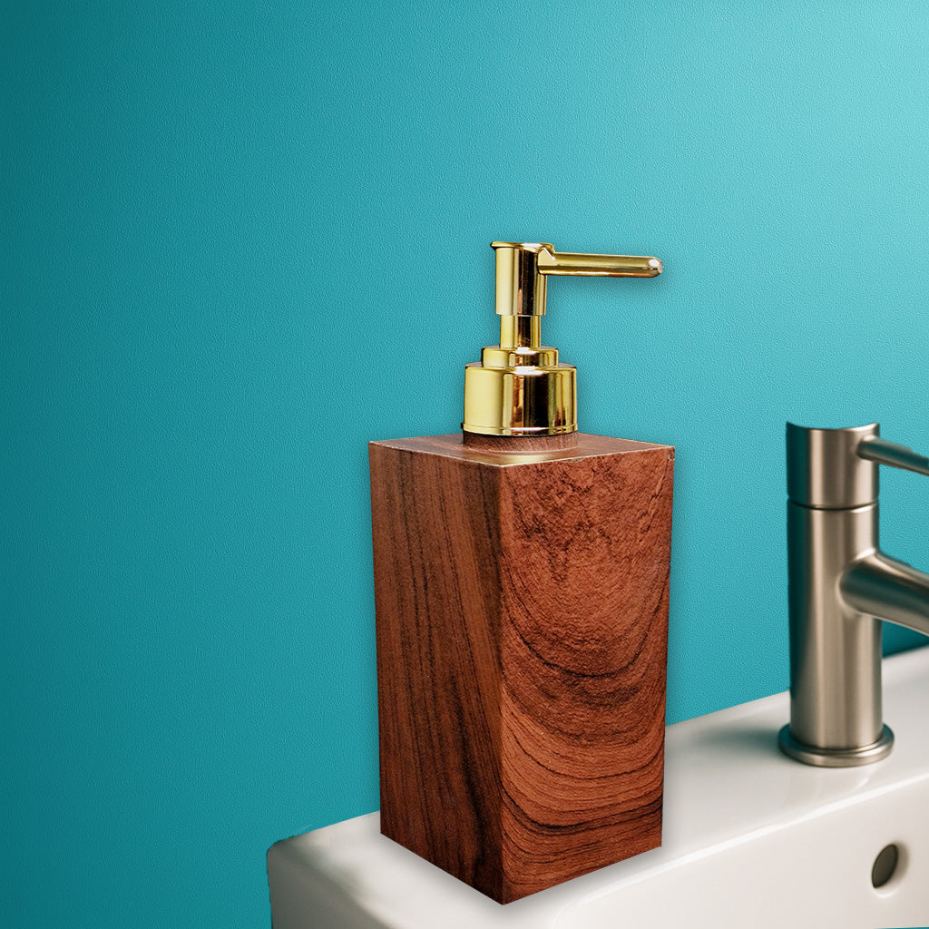 Wooden Finish Liquid Soap Dispenser (Square)