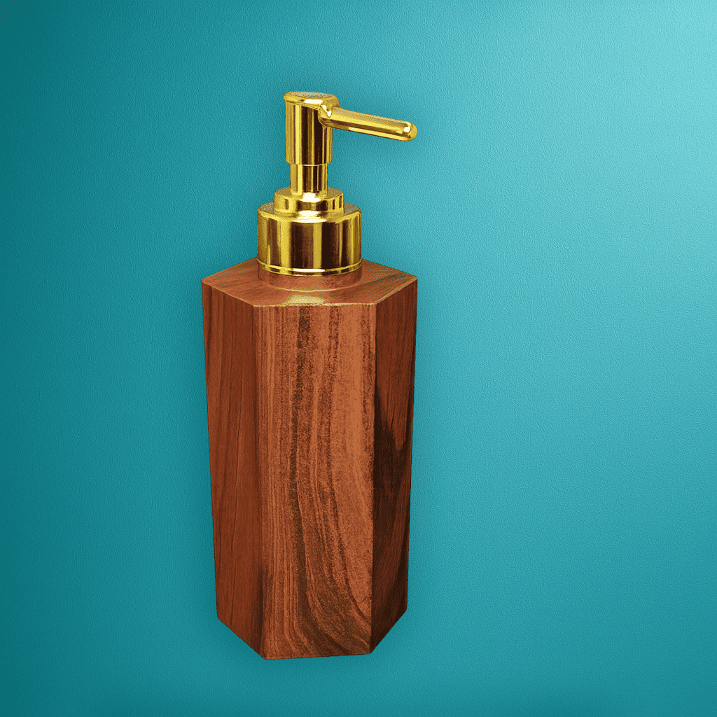 Wooden Finish Liquid Soap Dispenser (Hexagon)