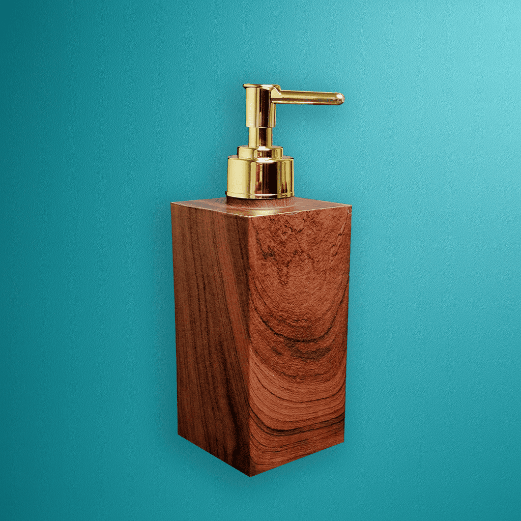 Wooden Finish Liquid Soap Dispenser (Square)