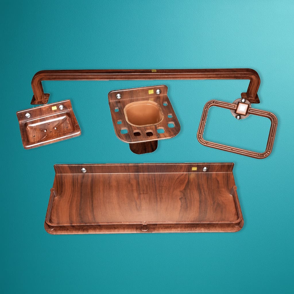 Petro Wooden Finish Kit – 5 in 1 Bathroom Set
