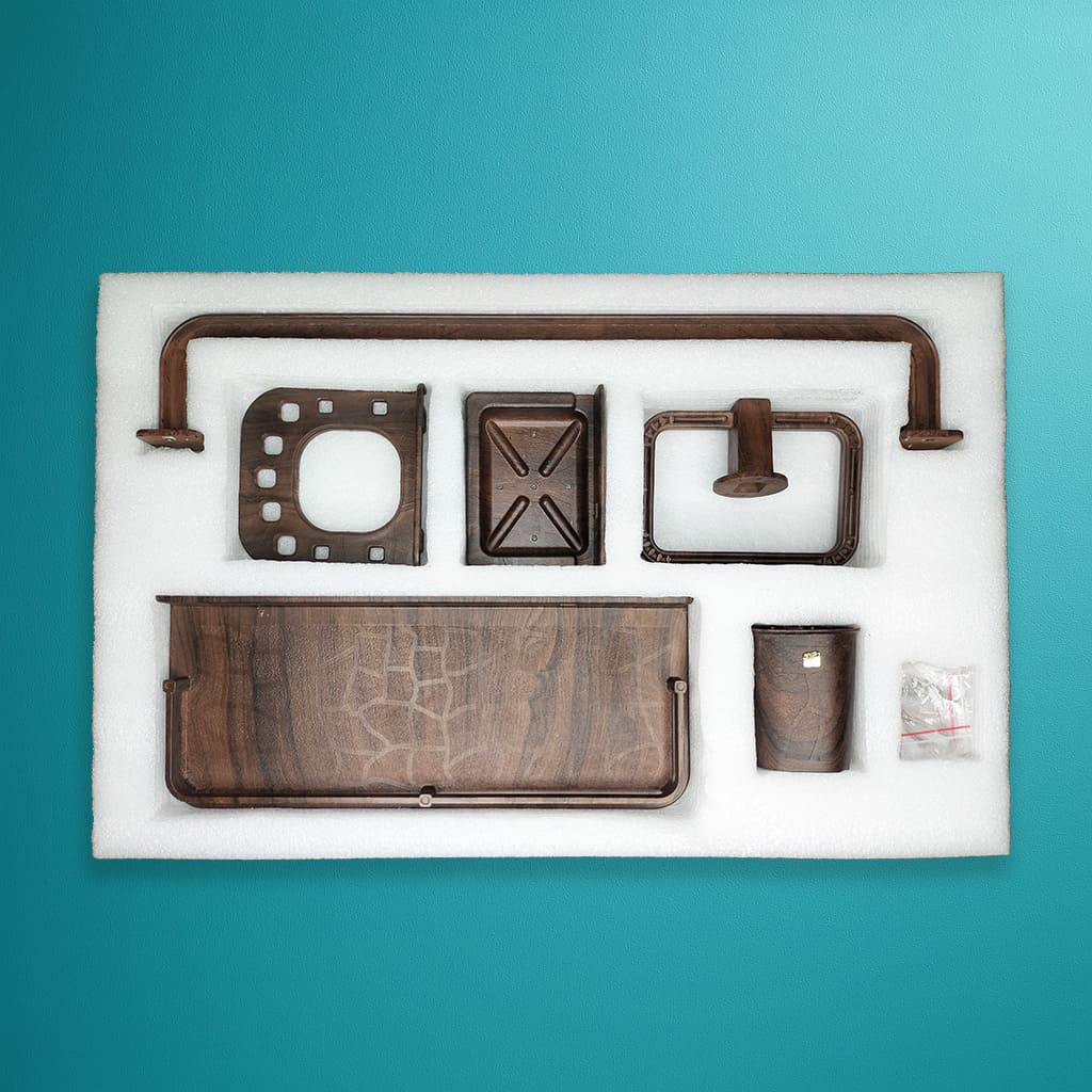 Petro Wooden Finish Kit – 5 in 1 Bathroom Set
